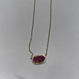 Kendra Scott magenta pink necklace with gold chain